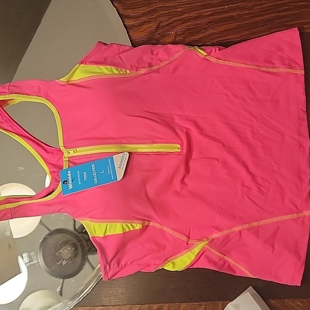WANTDO SPORTWEAR yoga 🧘‍♂️ pink and yellow shirt.